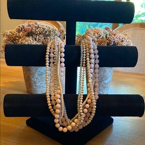 LOFT Pink and Cream Multi-Strand Necklace